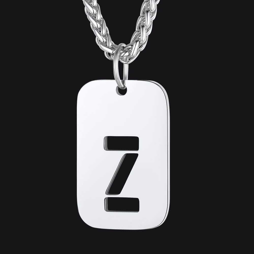 Hollow Personalized Initial Dog Tag Necklace for Men and Women