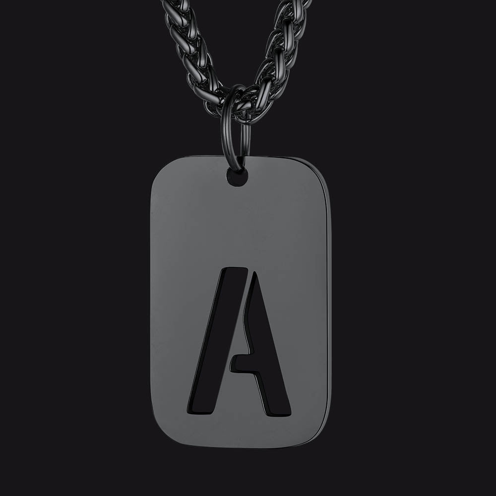 Hollow Personalized Initial Dog Tag Necklace for Men and Women
