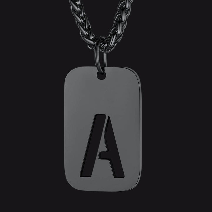 Hollow Personalized Initial Dog Tag Necklace for Men and Women