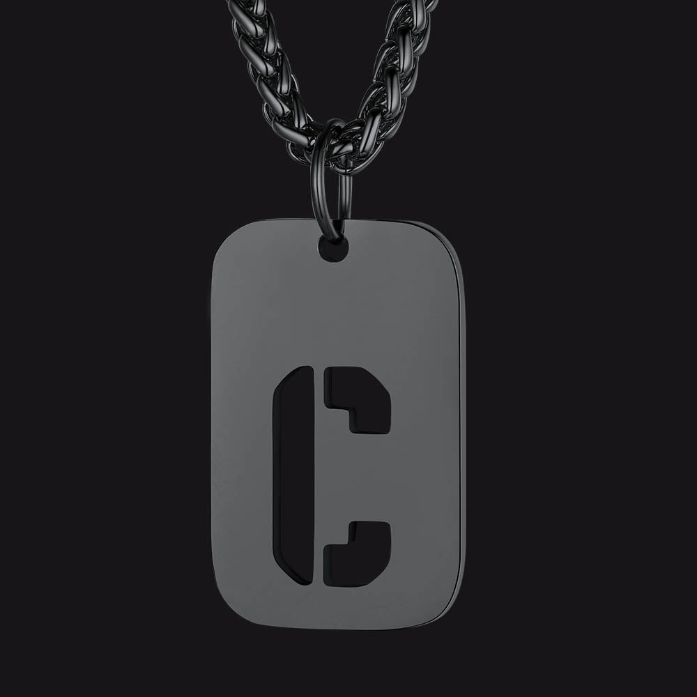 Hollow Personalized Initial Dog Tag Necklace for Men and Women