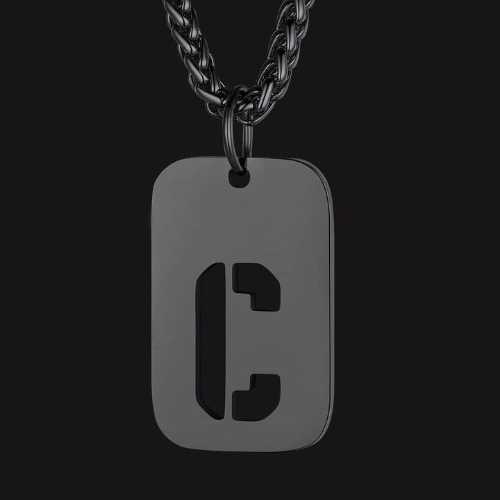 Hollow Personalized Initial Dog Tag Necklace for Men and Women