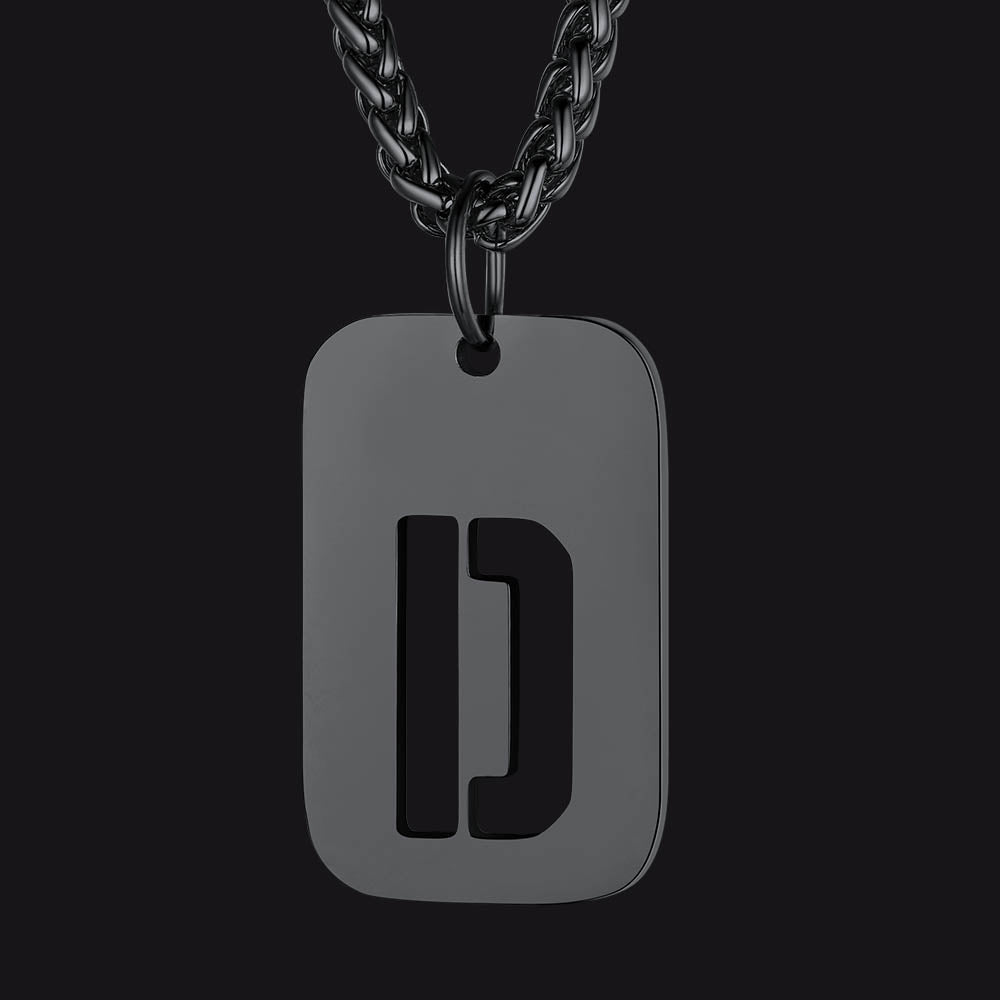 Hollow Personalized Initial Dog Tag Necklace for Men and Women