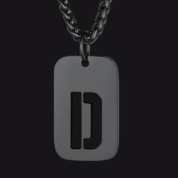 Hollow Personalized Initial Dog Tag Necklace for Men and Women
