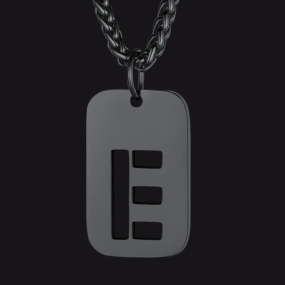 Hollow Personalized Initial Dog Tag Necklace for Men and Women