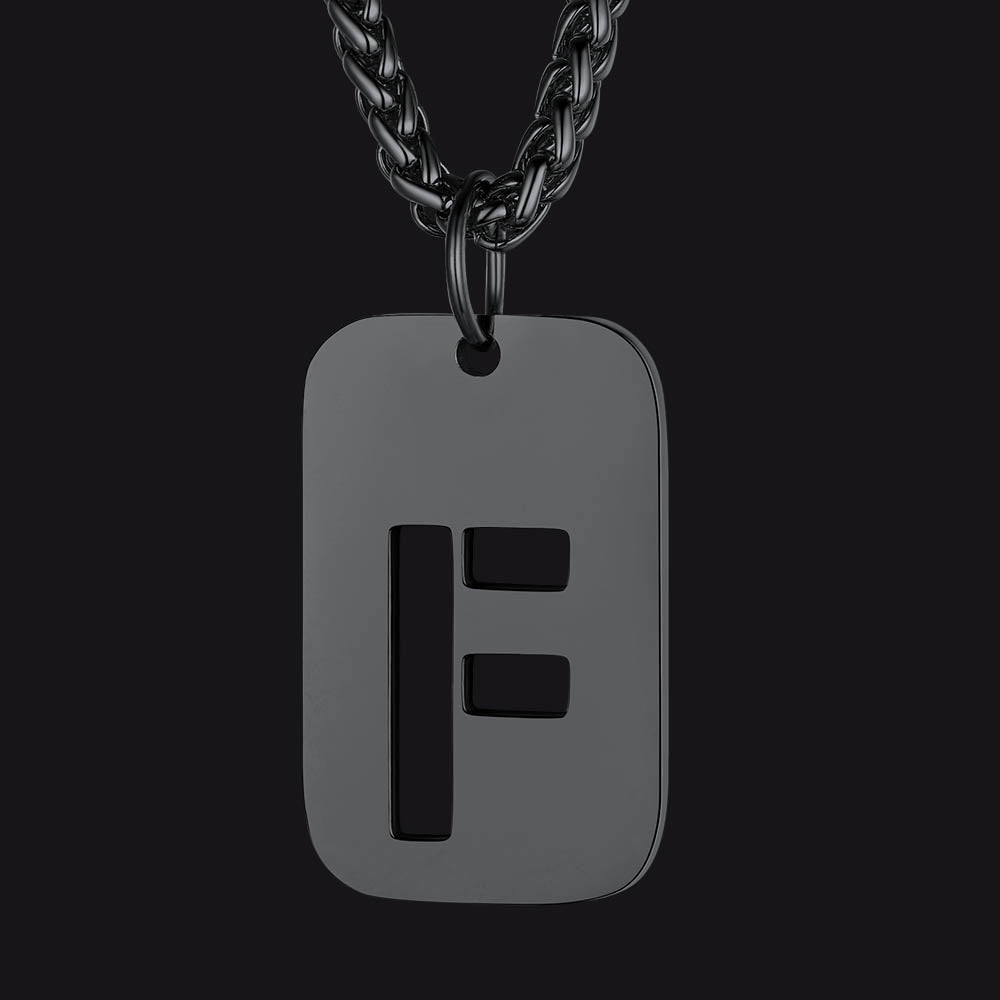 Hollow Personalized Initial Dog Tag Necklace for Men and Women