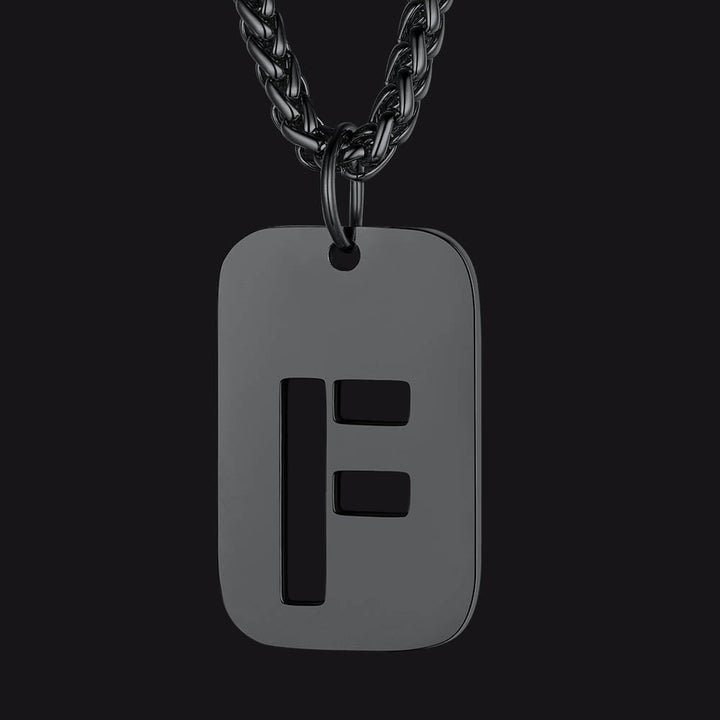 Hollow Personalized Initial Dog Tag Necklace for Men and Women
