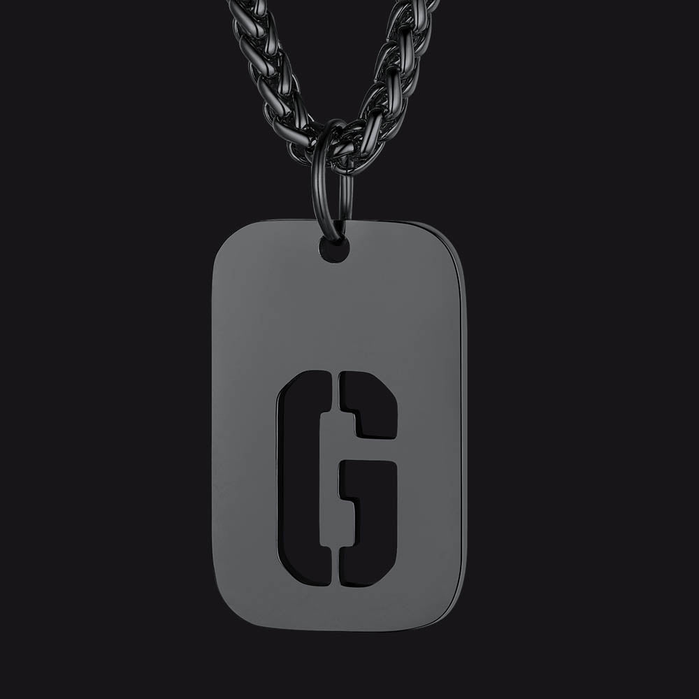 Hollow Personalized Initial Dog Tag Necklace for Men and Women