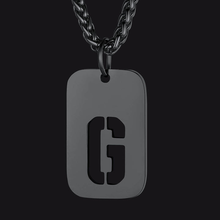 Hollow Personalized Initial Dog Tag Necklace for Men and Women