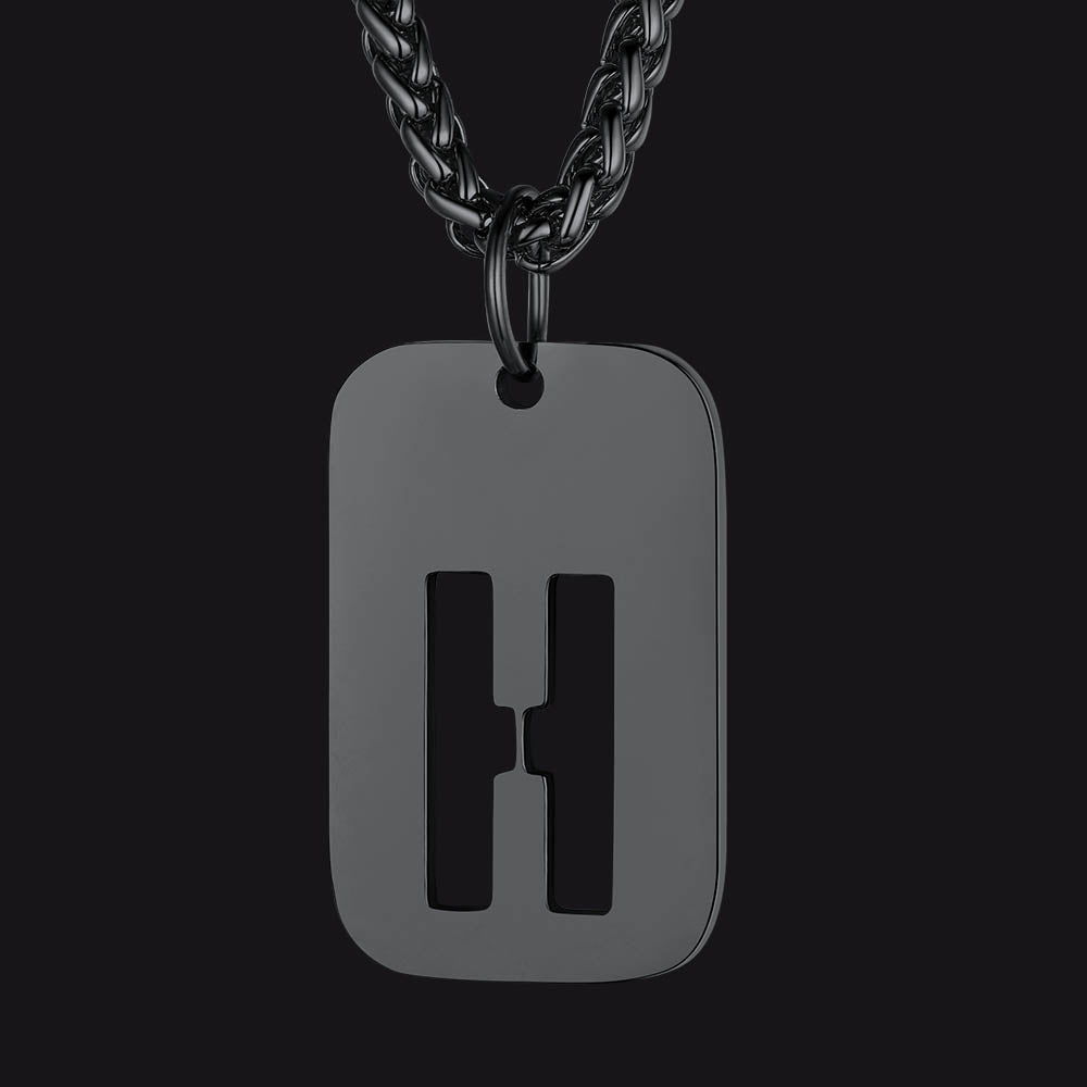 Hollow Personalized Initial Dog Tag Necklace for Men and Women