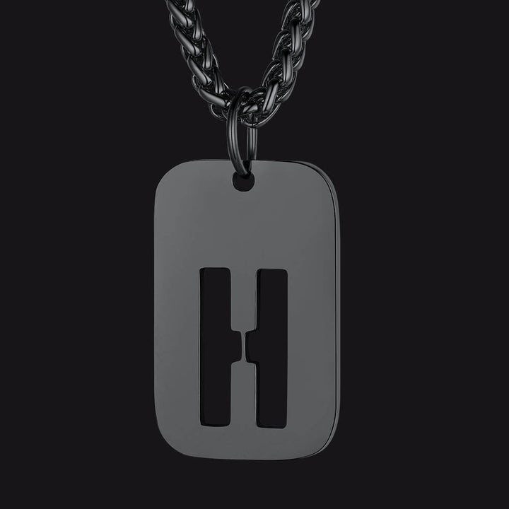 Hollow Personalized Initial Dog Tag Necklace for Men and Women