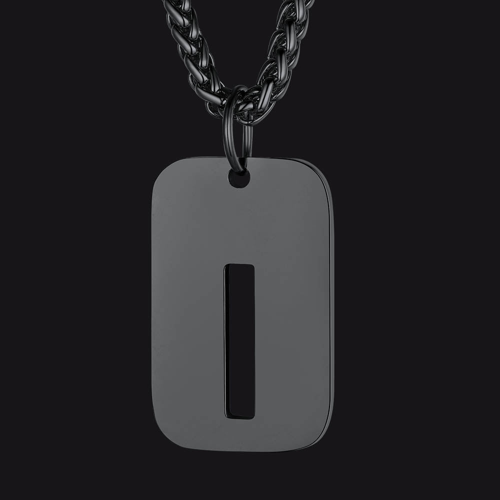 Hollow Personalized Initial Dog Tag Necklace for Men and Women