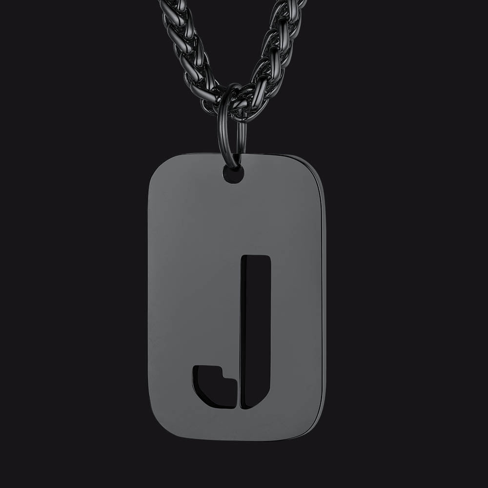 Hollow Personalized Initial Dog Tag Necklace for Men and Women