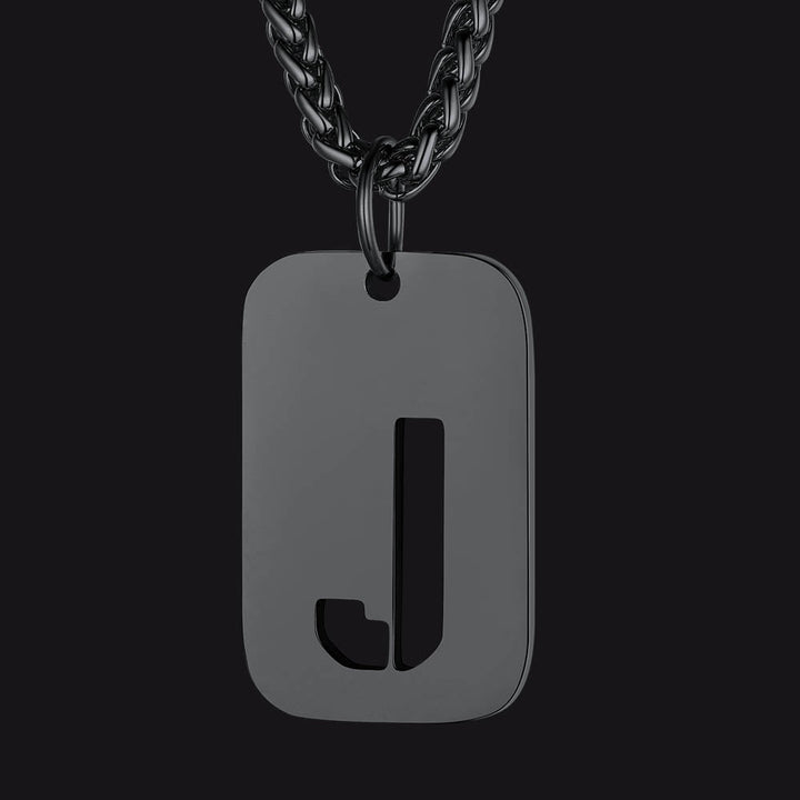 Hollow Personalized Initial Dog Tag Necklace for Men and Women