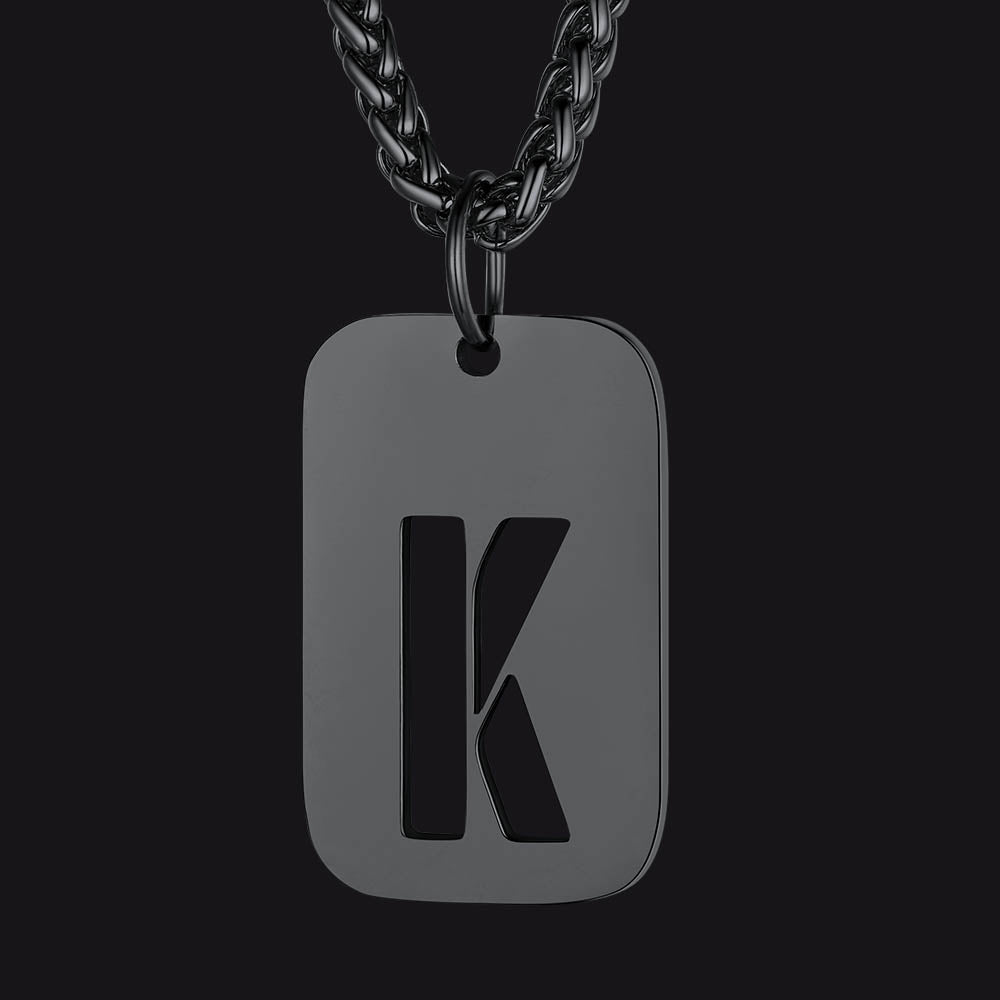 Hollow Personalized Initial Dog Tag Necklace for Men and Women