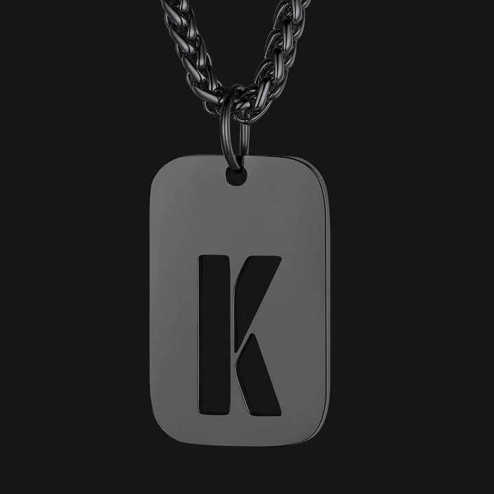 Hollow Personalized Initial Dog Tag Necklace for Men and Women