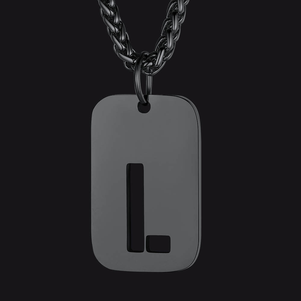 Hollow Personalized Initial Dog Tag Necklace for Men and Women