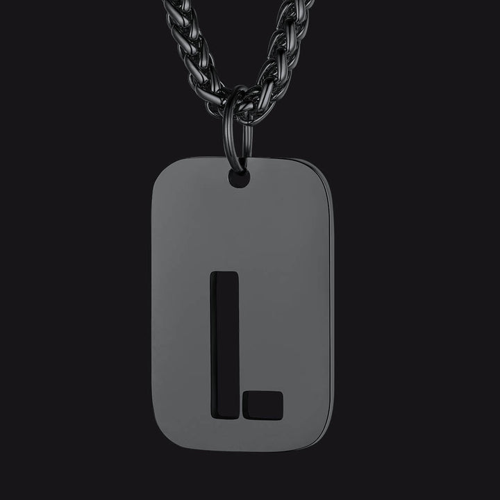 Hollow Personalized Initial Dog Tag Necklace for Men and Women