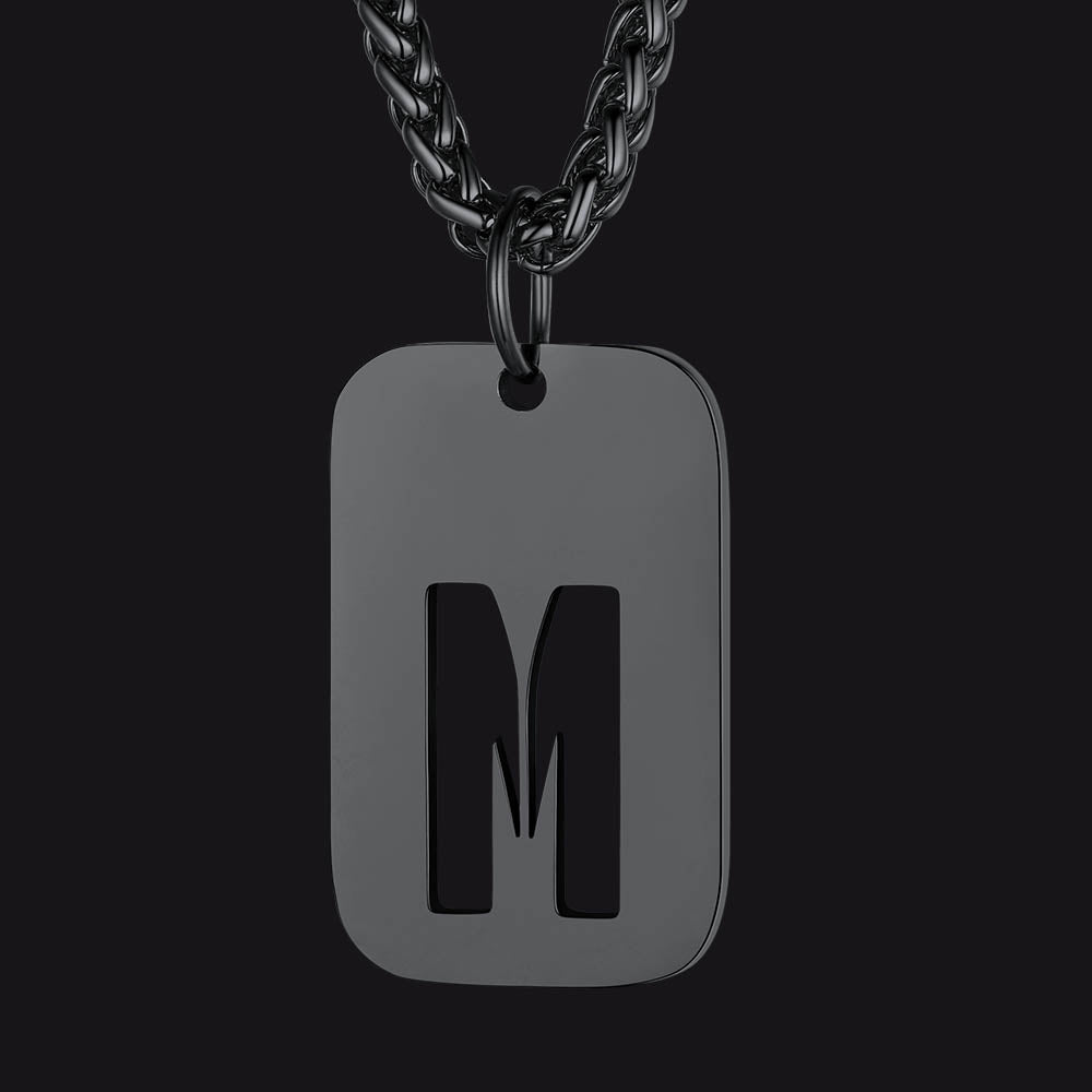 Hollow Personalized Initial Dog Tag Necklace for Men and Women