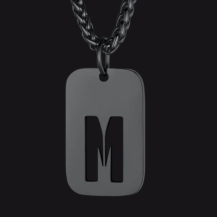 Hollow Personalized Initial Dog Tag Necklace for Men and Women