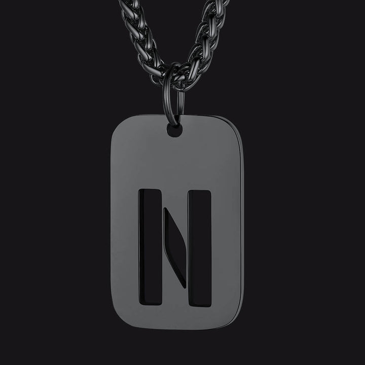 Hollow Personalized Initial Dog Tag Necklace for Men and Women