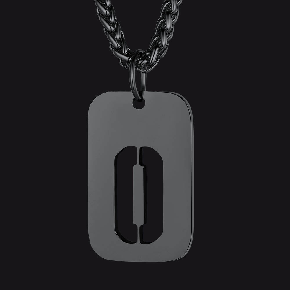 Hollow Personalized Initial Dog Tag Necklace for Men and Women