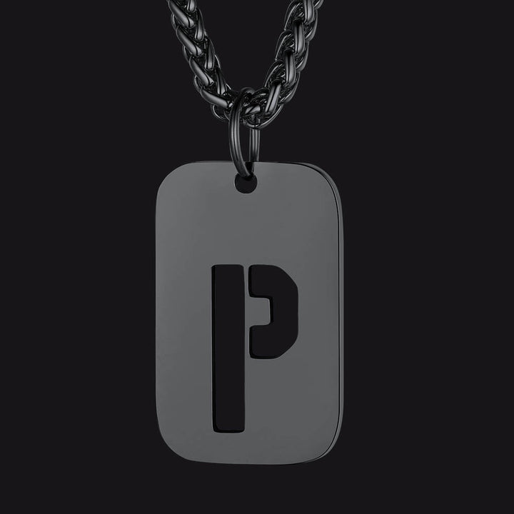 Hollow Personalized Initial Dog Tag Necklace for Men and Women