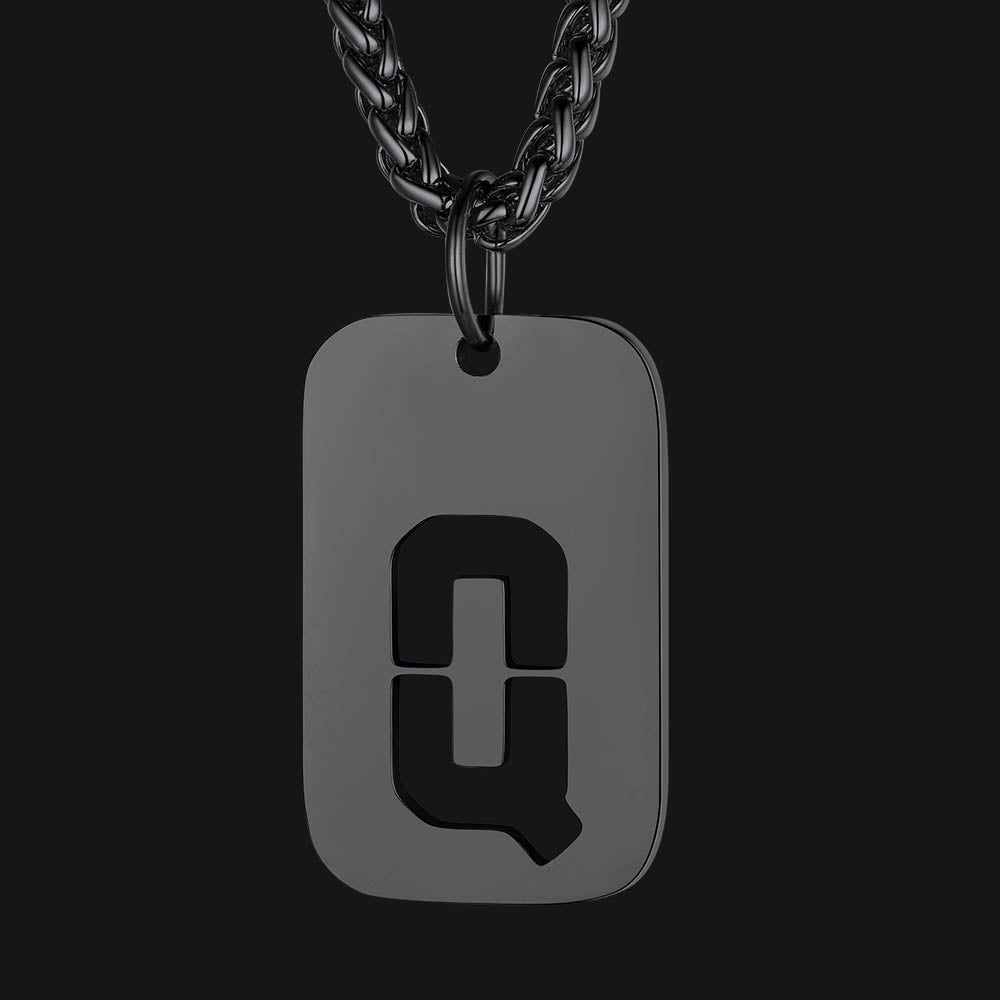 Hollow Personalized Initial Dog Tag Necklace for Men and Women