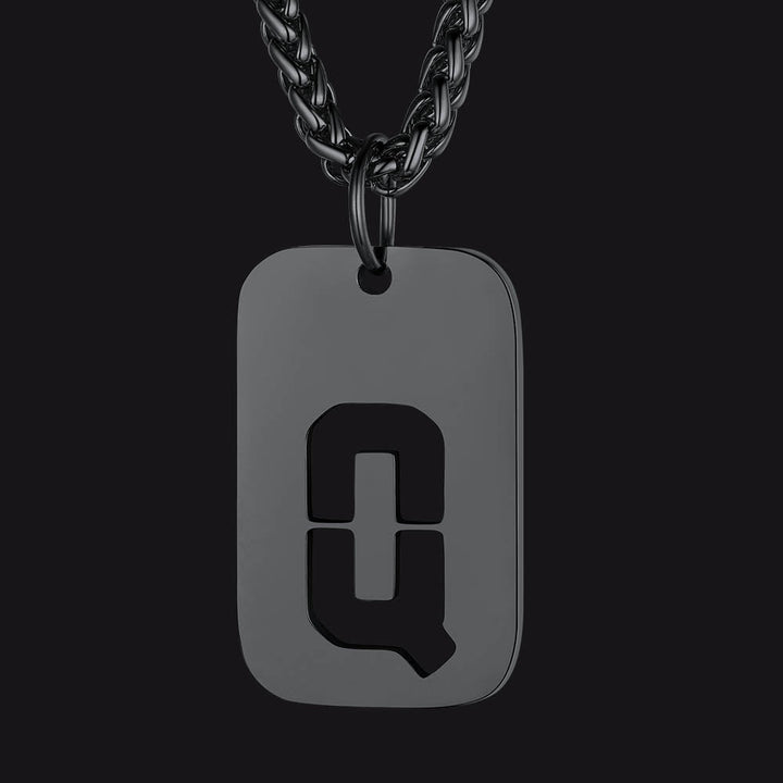 Hollow Personalized Initial Dog Tag Necklace for Men and Women
