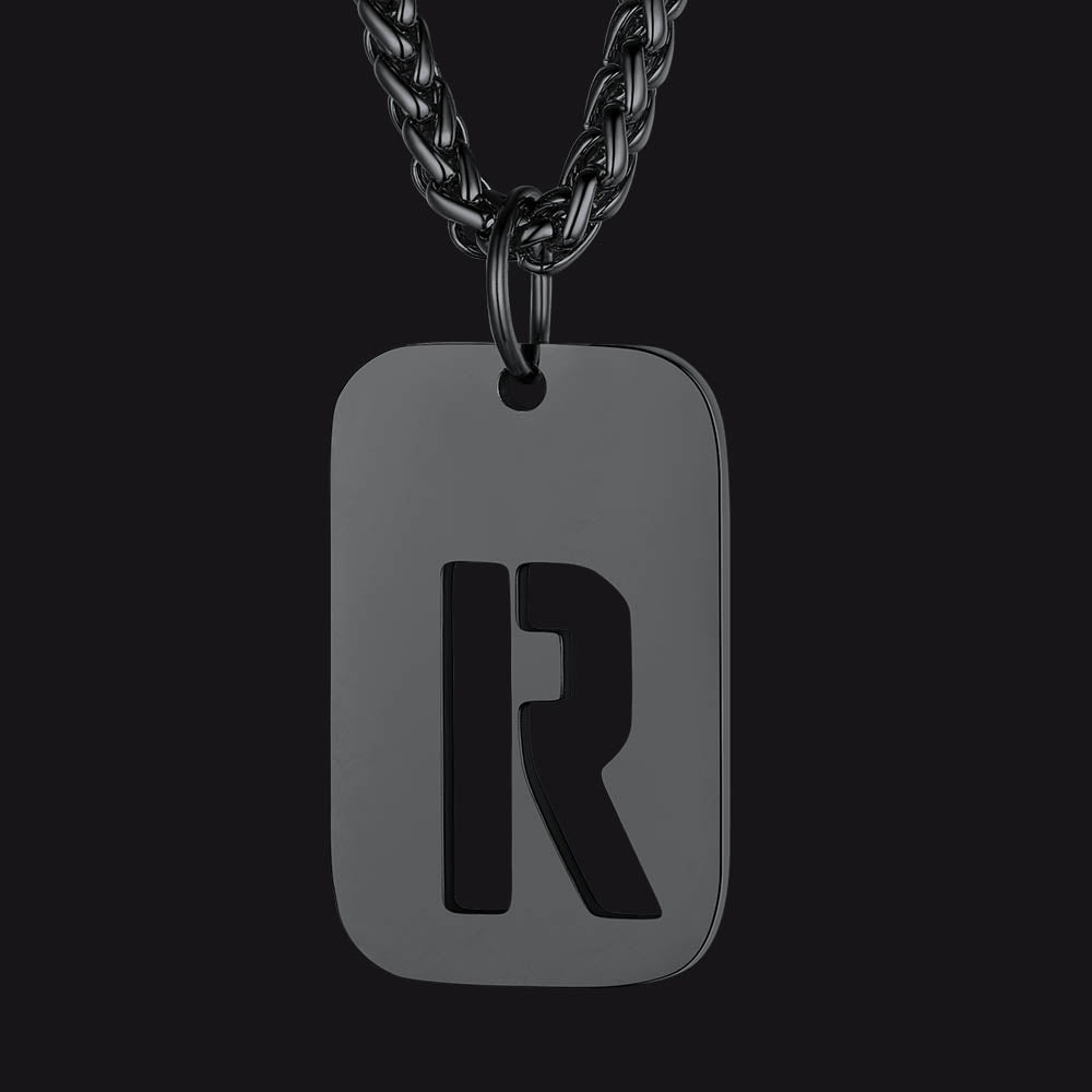Hollow Personalized Initial Dog Tag Necklace for Men and Women