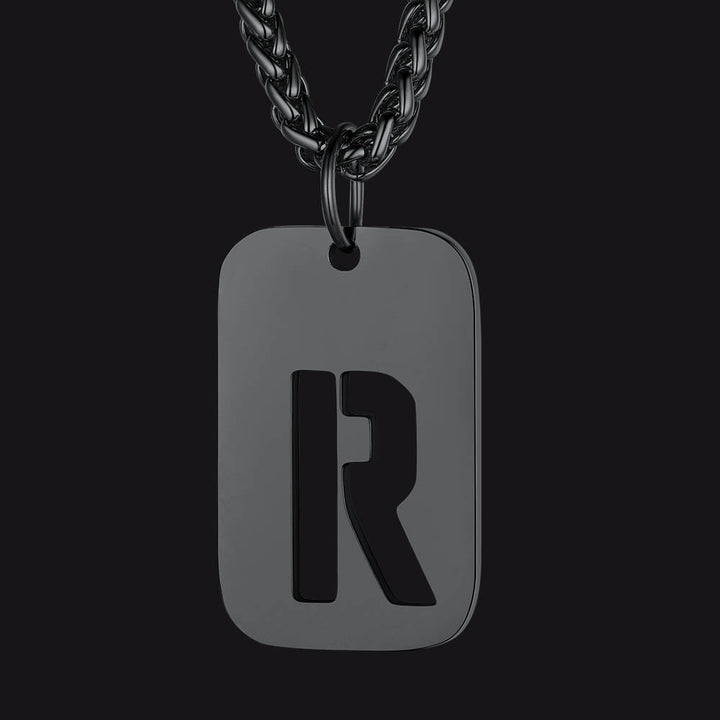 Hollow Personalized Initial Dog Tag Necklace for Men and Women