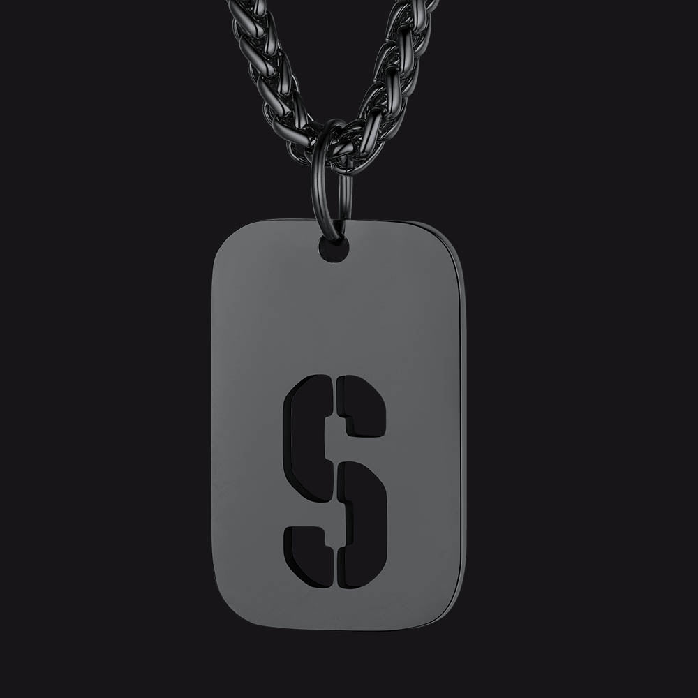 Hollow Personalized Initial Dog Tag Necklace for Men and Women
