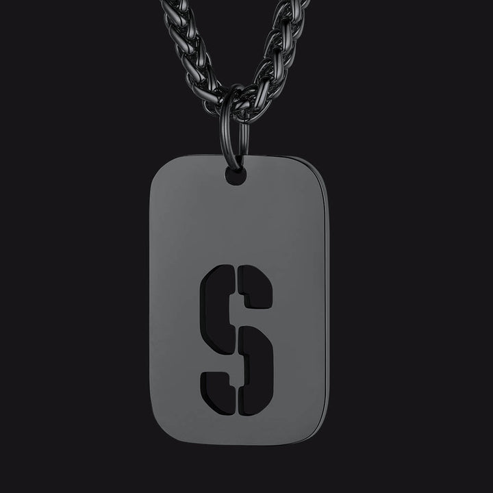 Hollow Personalized Initial Dog Tag Necklace for Men and Women
