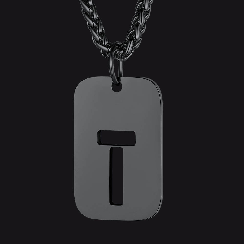 Hollow Personalized Initial Dog Tag Necklace for Men and Women