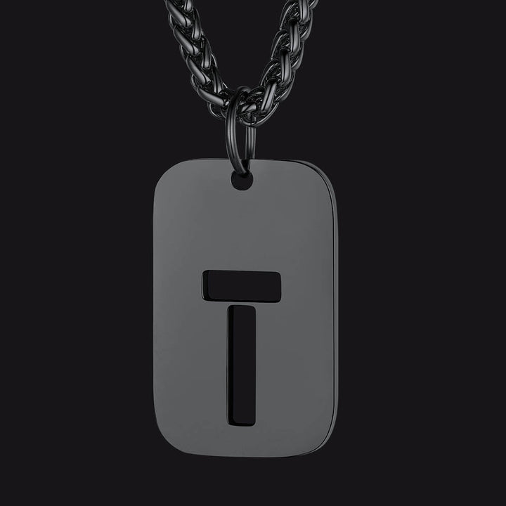 Hollow Personalized Initial Dog Tag Necklace for Men and Women
