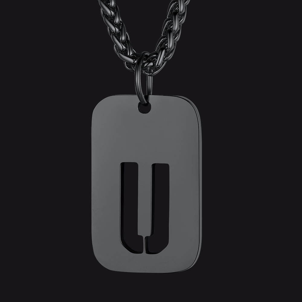 Hollow Personalized Initial Dog Tag Necklace for Men and Women