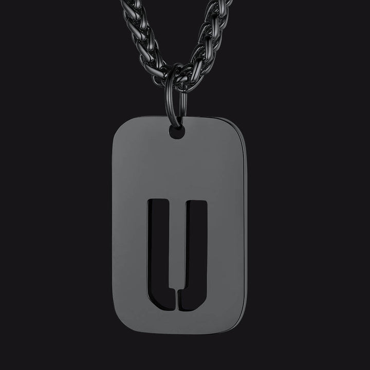 Hollow Personalized Initial Dog Tag Necklace for Men and Women