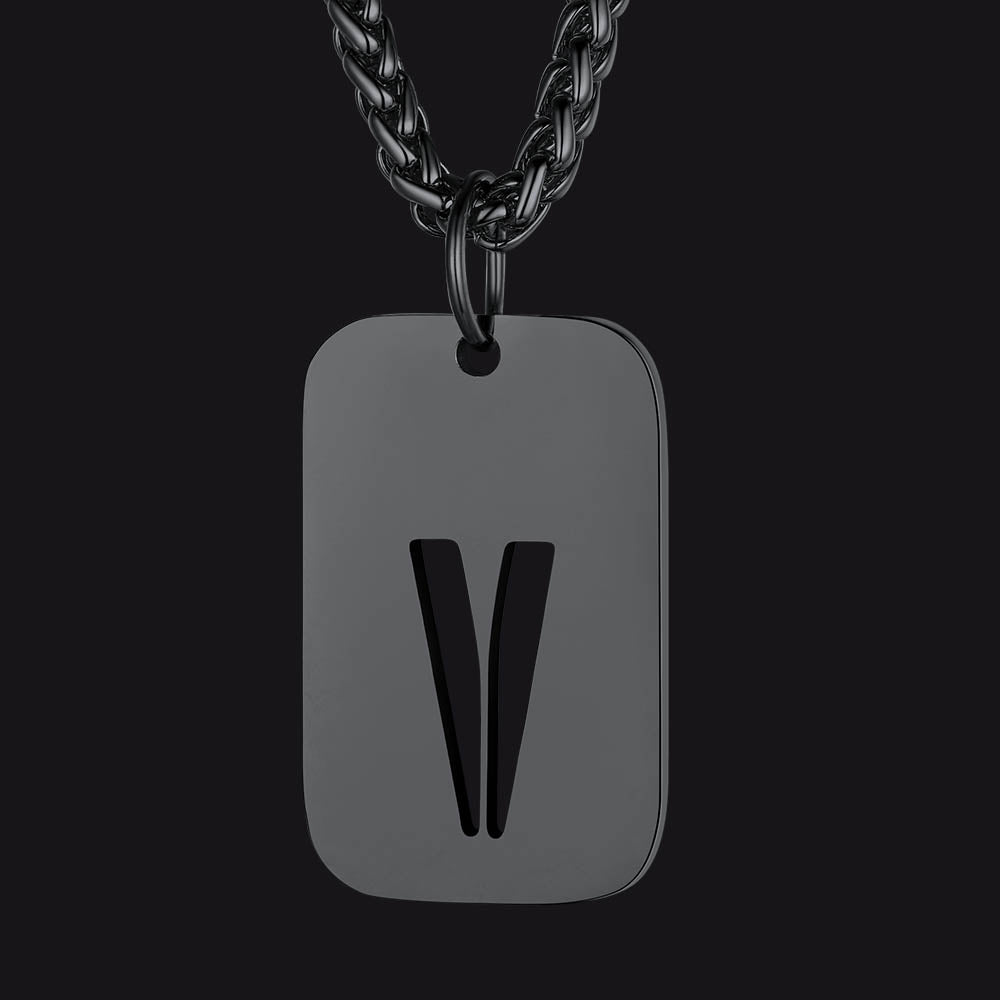 Hollow Personalized Initial Dog Tag Necklace for Men and Women