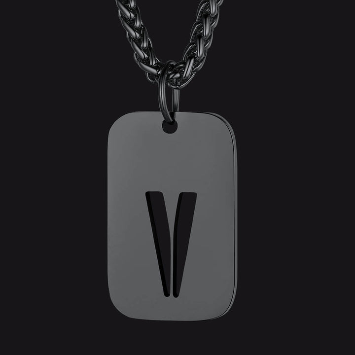Hollow Personalized Initial Dog Tag Necklace for Men and Women