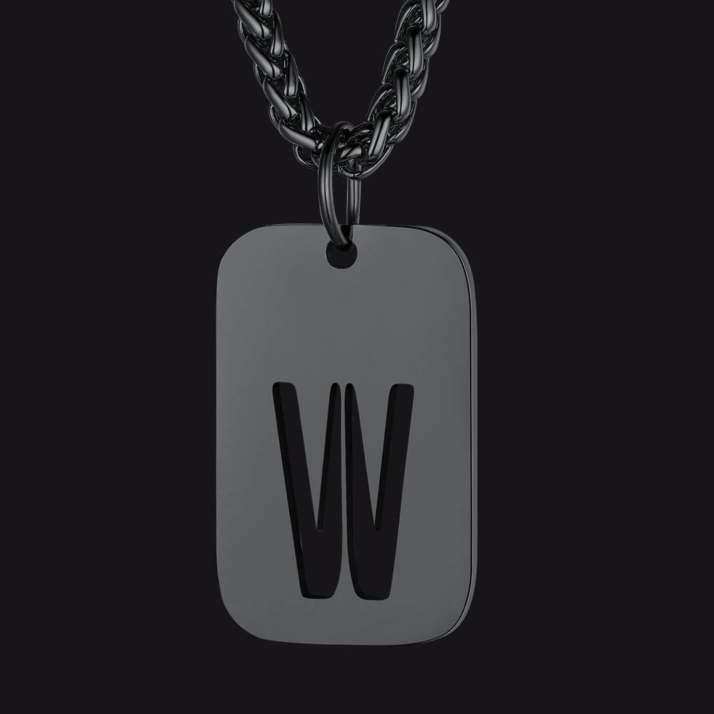 Hollow Personalized Initial Dog Tag Necklace for Men and Women
