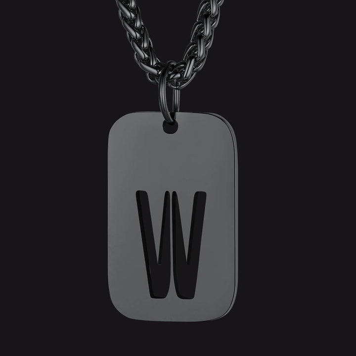 Hollow Personalized Initial Dog Tag Necklace for Men and Women