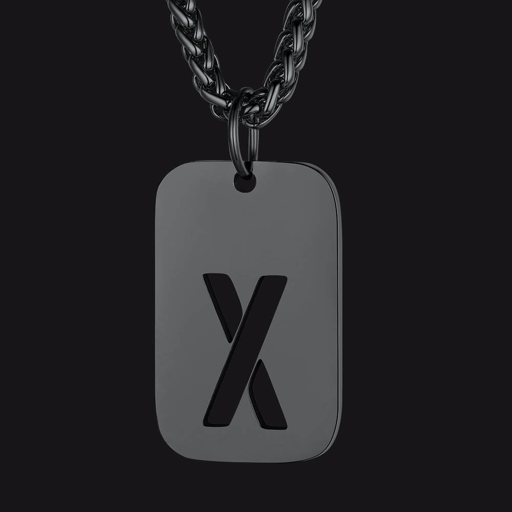 Hollow Personalized Initial Dog Tag Necklace for Men and Women