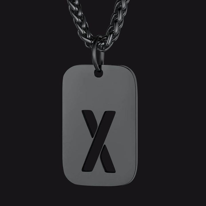 Hollow Personalized Initial Dog Tag Necklace for Men and Women