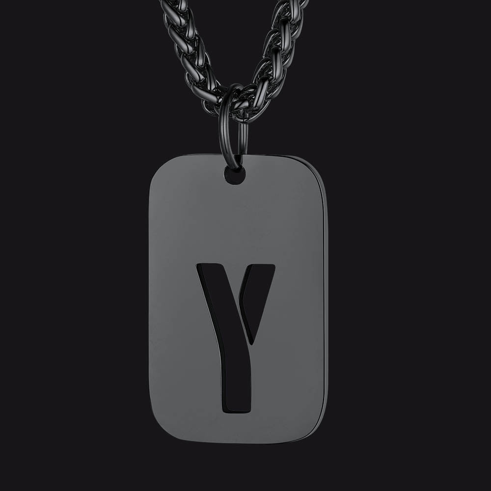Hollow Personalized Initial Dog Tag Necklace for Men and Women