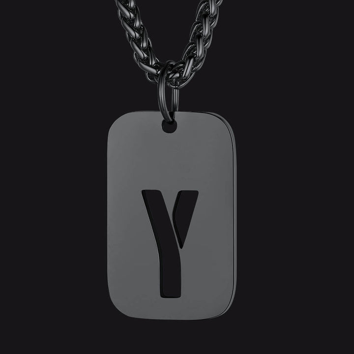 Hollow Personalized Initial Dog Tag Necklace for Men and Women