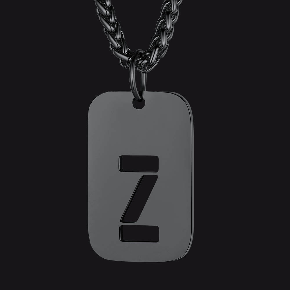 Hollow Personalized Initial Dog Tag Necklace for Men and Women