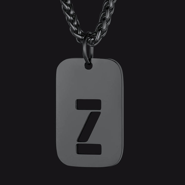 Hollow Personalized Initial Dog Tag Necklace for Men and Women