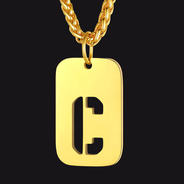 Hollow Personalized Initial Dog Tag Necklace for Men and Women