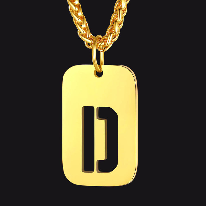 Hollow Personalized Initial Dog Tag Necklace for Men and Women