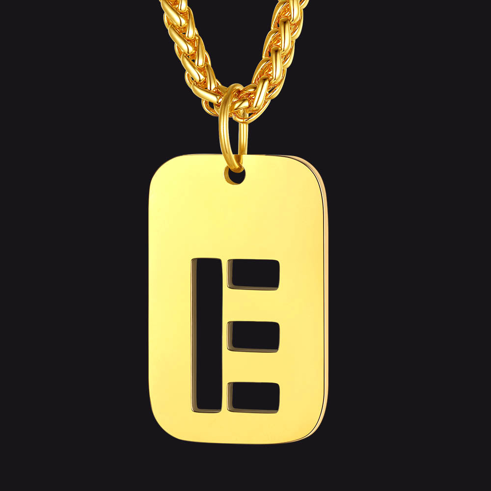 Hollow Personalized Initial Dog Tag Necklace for Men and Women