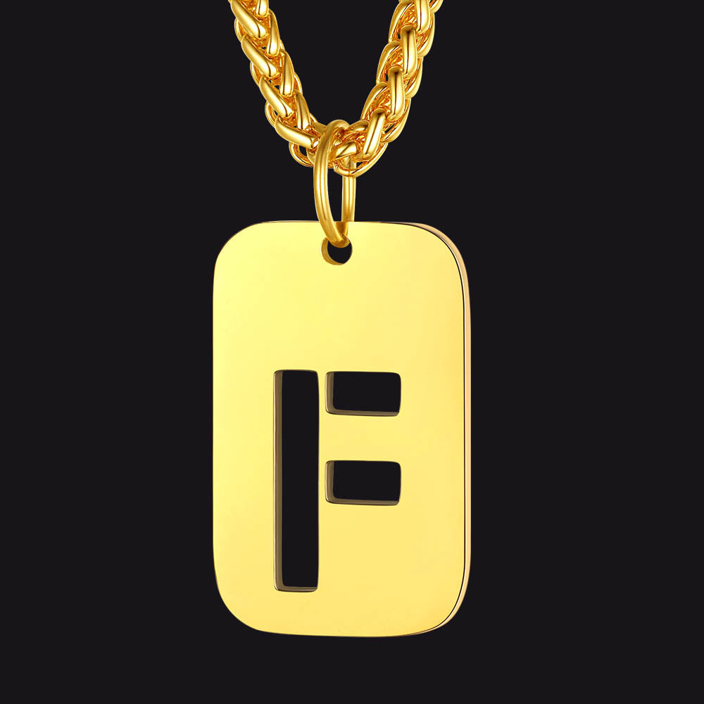 Hollow Personalized Initial Dog Tag Necklace for Men and Women